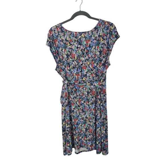 Lands End Women's Plus Sz 3X (24W-26W) Ditsy Floral A Line Tie-Waist Dress - Picture 5 of 5